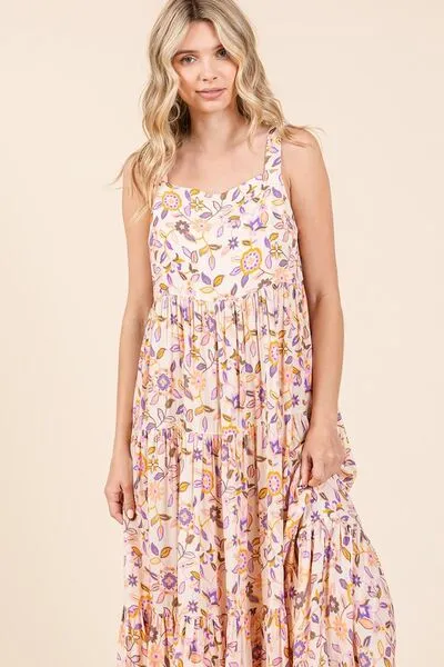 Hazel Blues® |  Mittoshop Flower Print Tiered Sleeveless Empire Maxi Dress