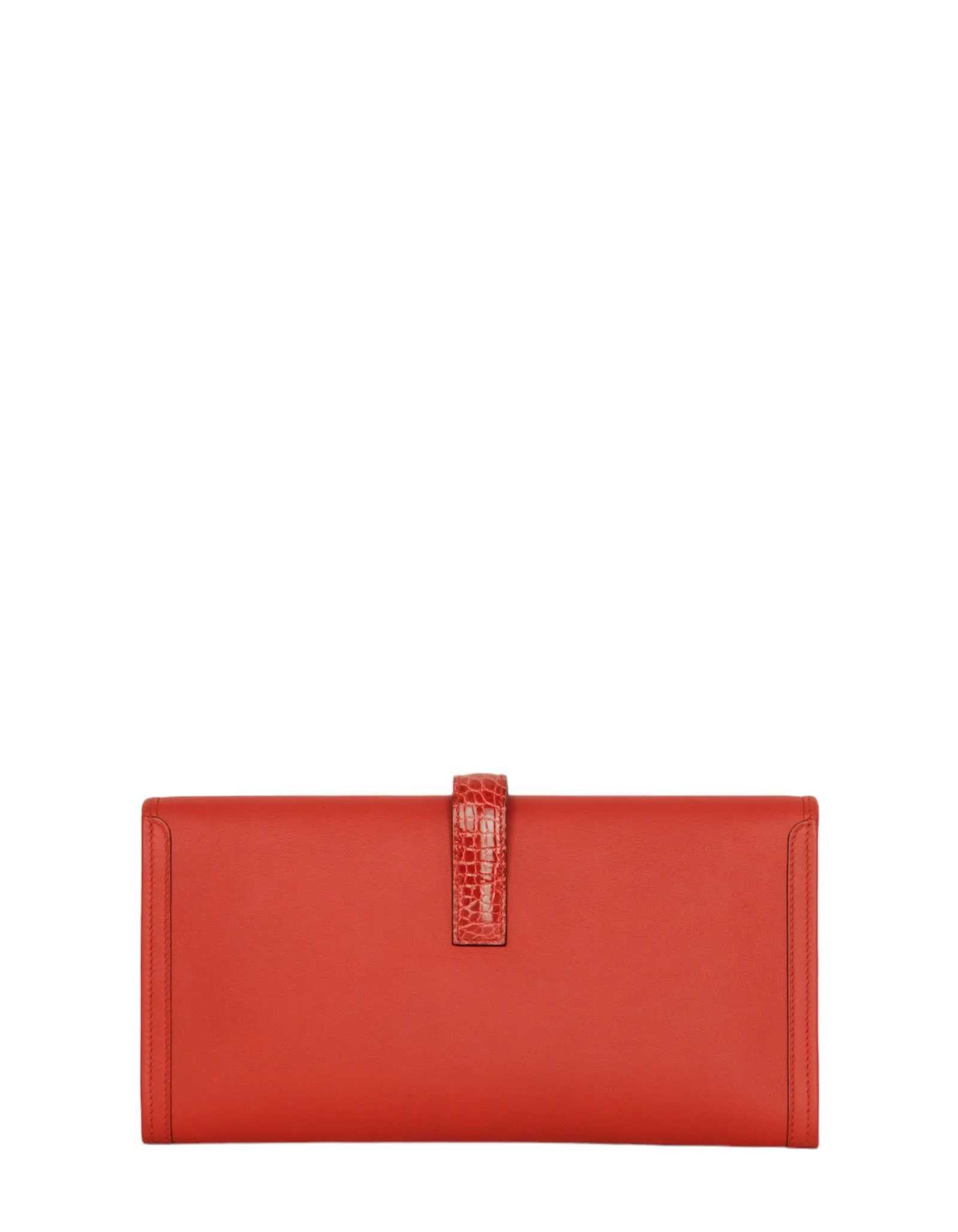 Hermes Rouge De Coeur Swift & Alligator Jige Elan Touch Clutch