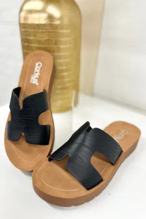 Hold Please Sandals Black Smooth