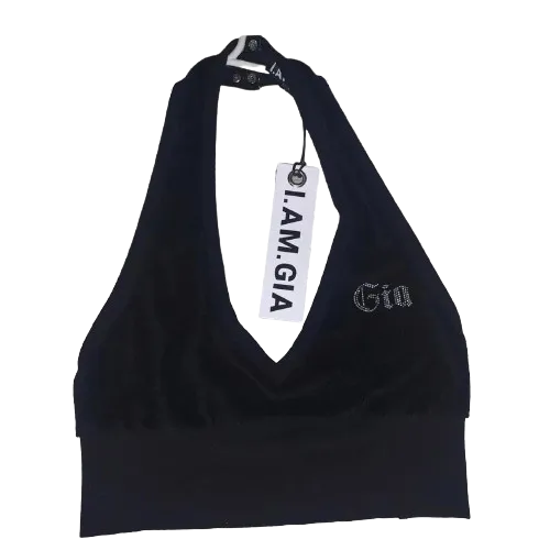 I.AM.GIA Black crystal studded Coleta Top S