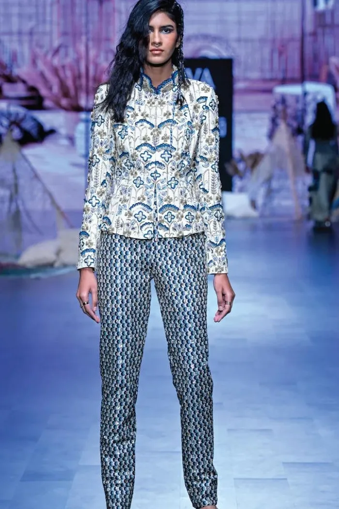 IVORY EMBELLISHED JACKET SET