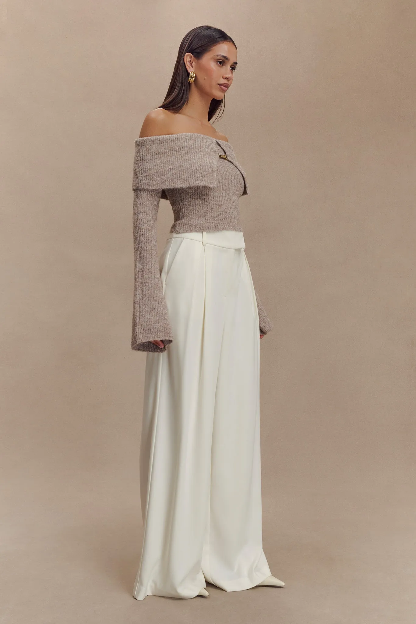 Jacqueline Pleated Wide Leg Pants - Ivory