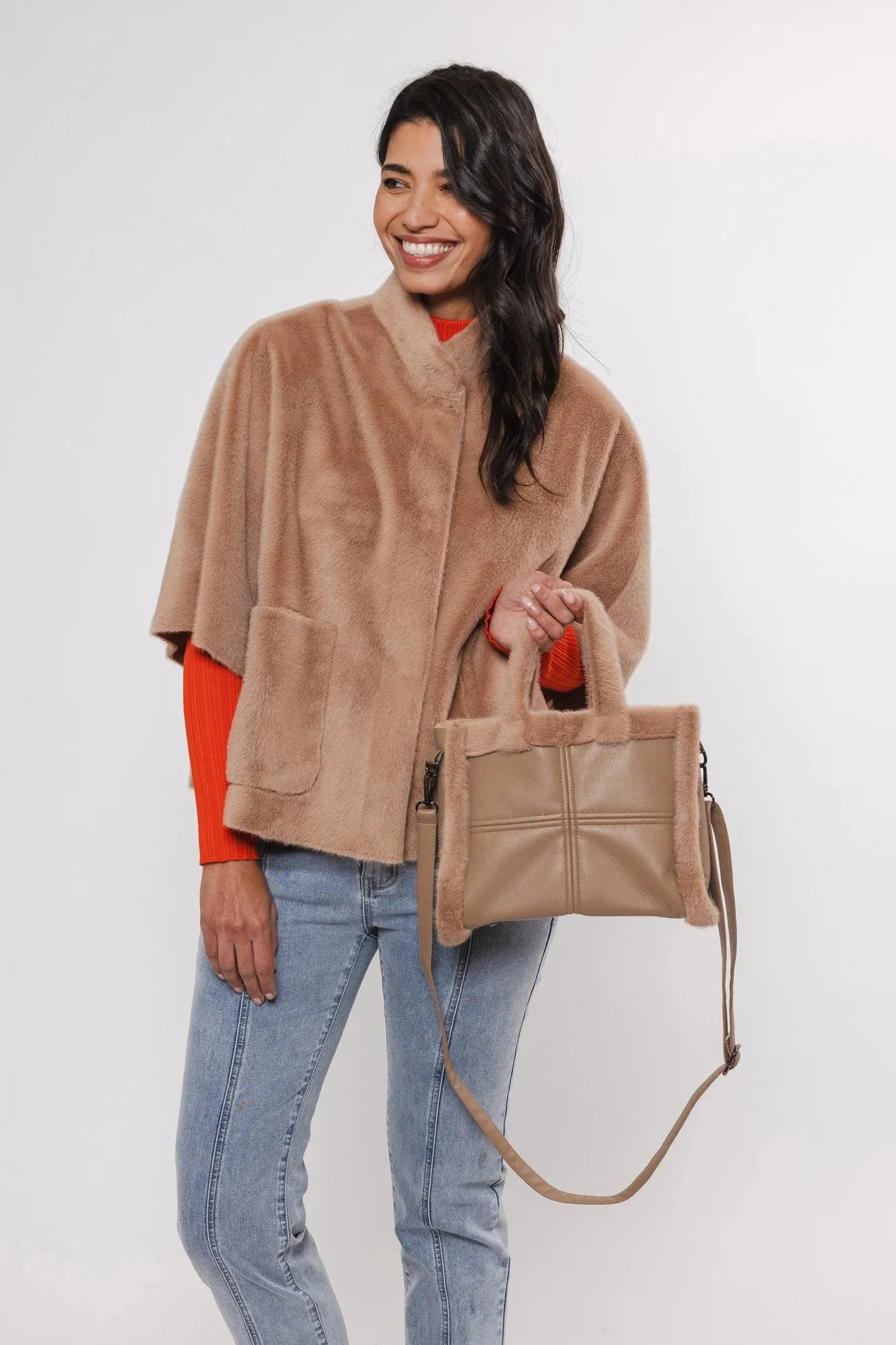 Jasha Faux-Leather & Faux-Fur Bag
