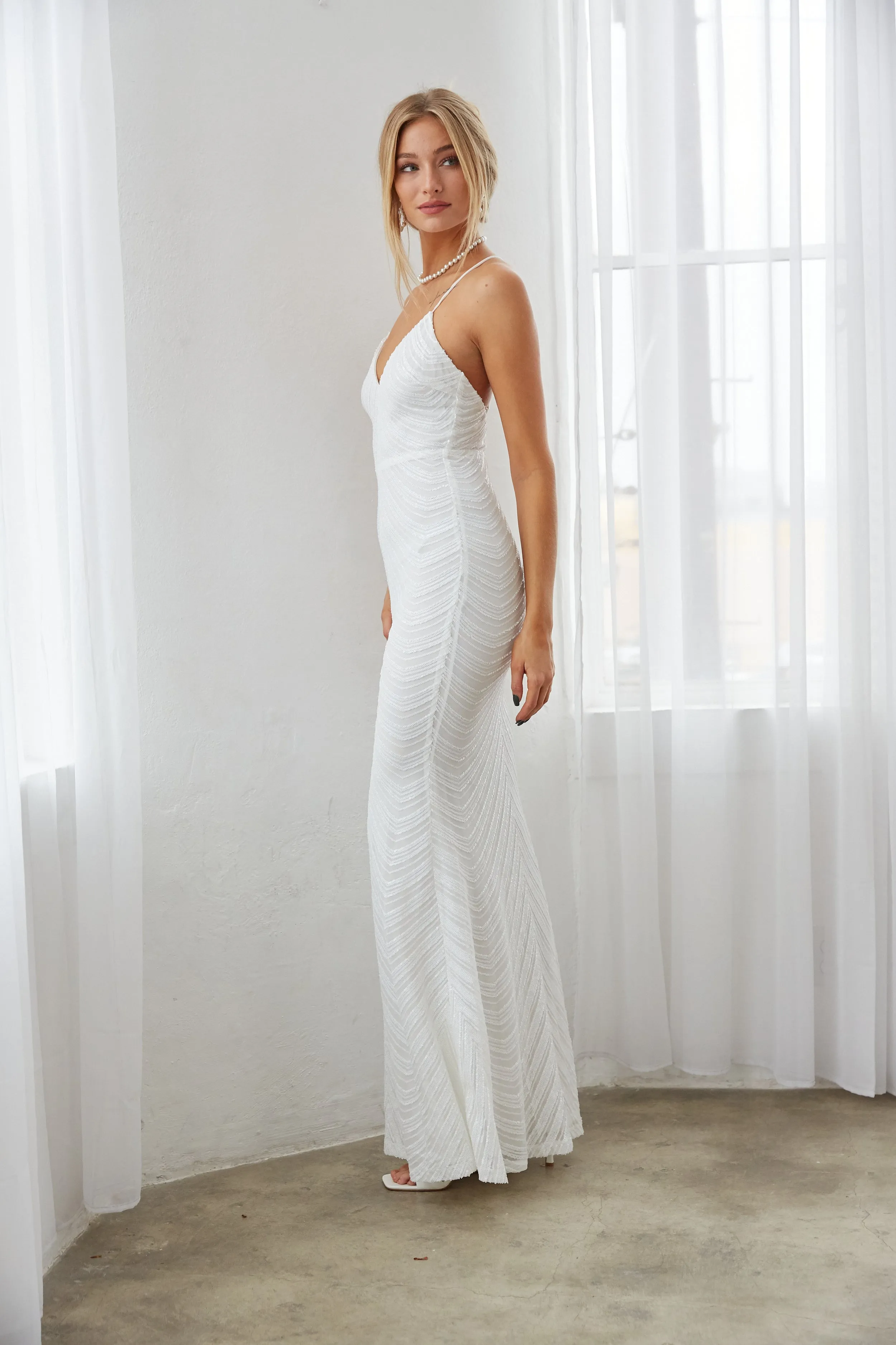Jasper Sequin Open Back Maxi Dress