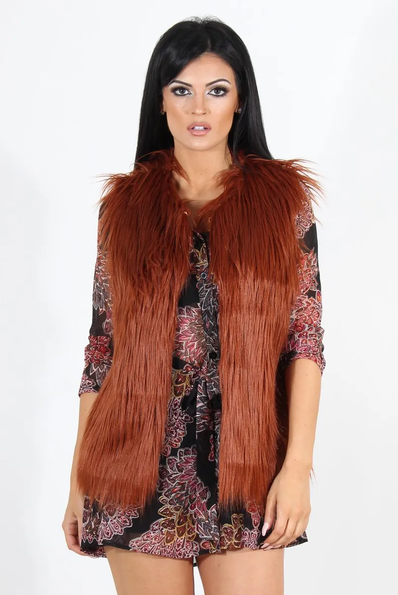 Jazmin Rust Faux Fur Gilet