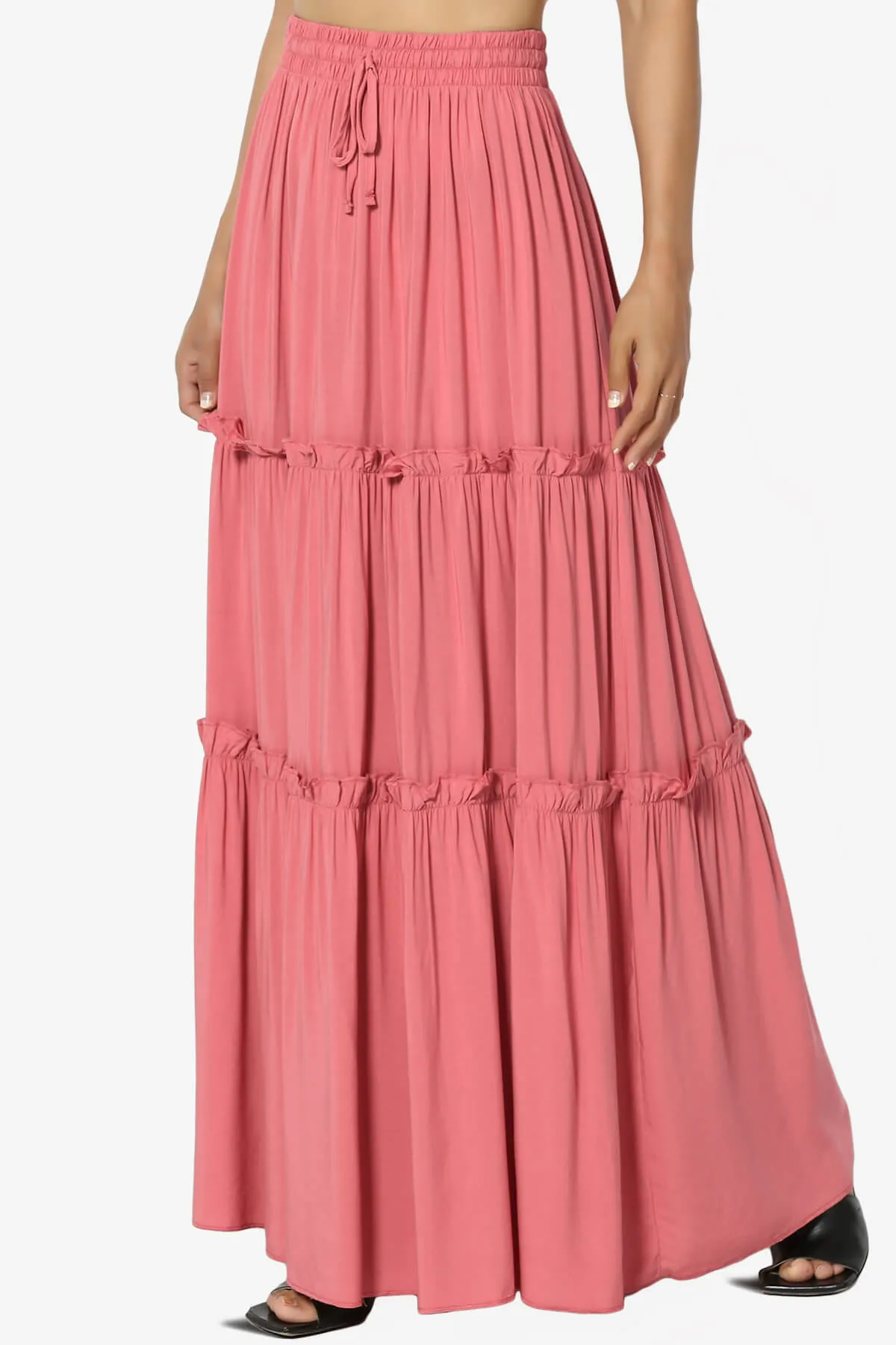 Kelton Ruffle Tiered Woven Maxi Skirt