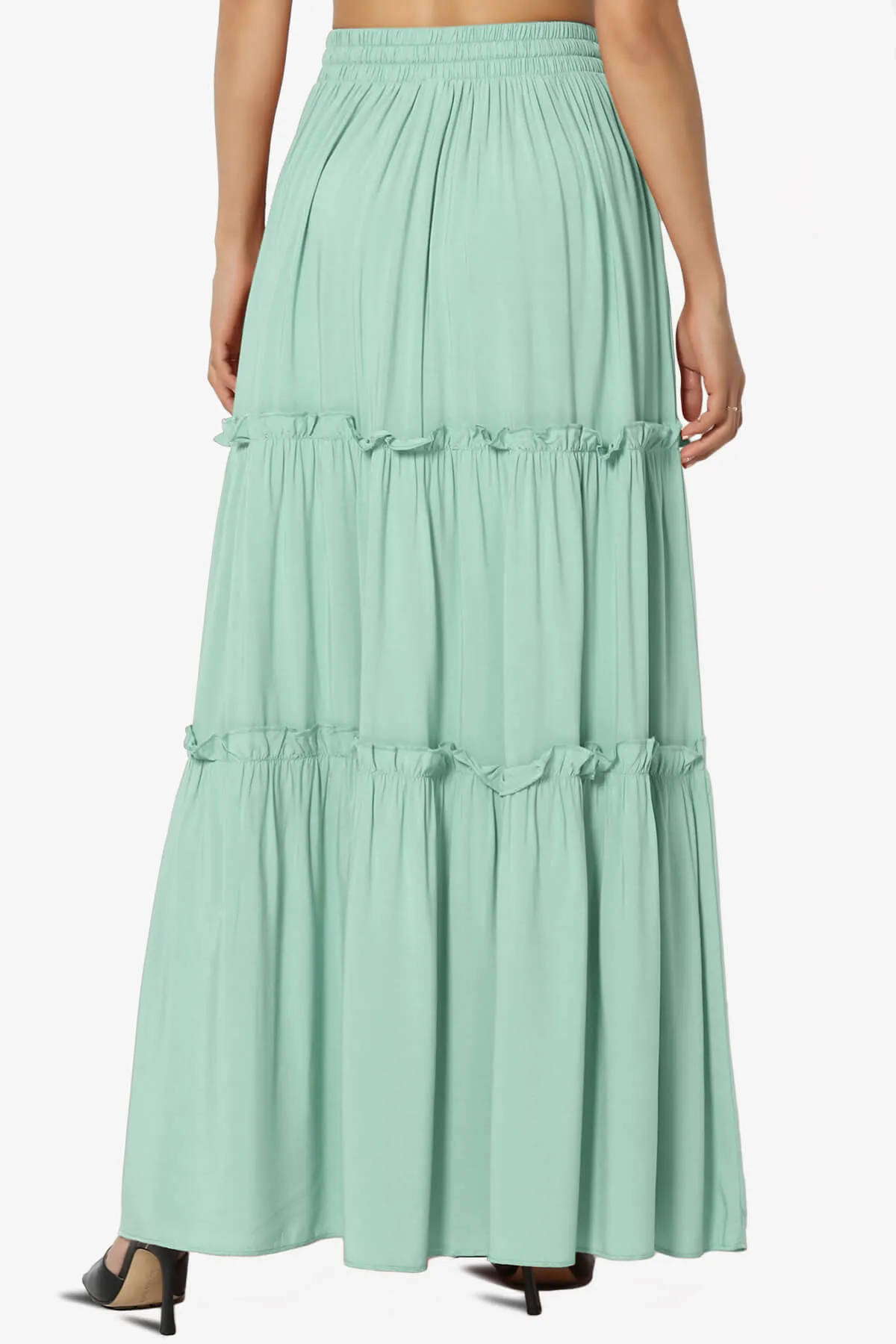 Kelton Ruffle Tiered Woven Maxi Skirt