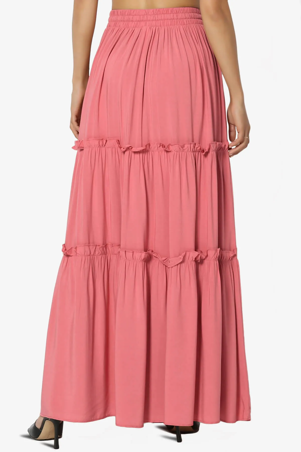 Kelton Ruffle Tiered Woven Maxi Skirt