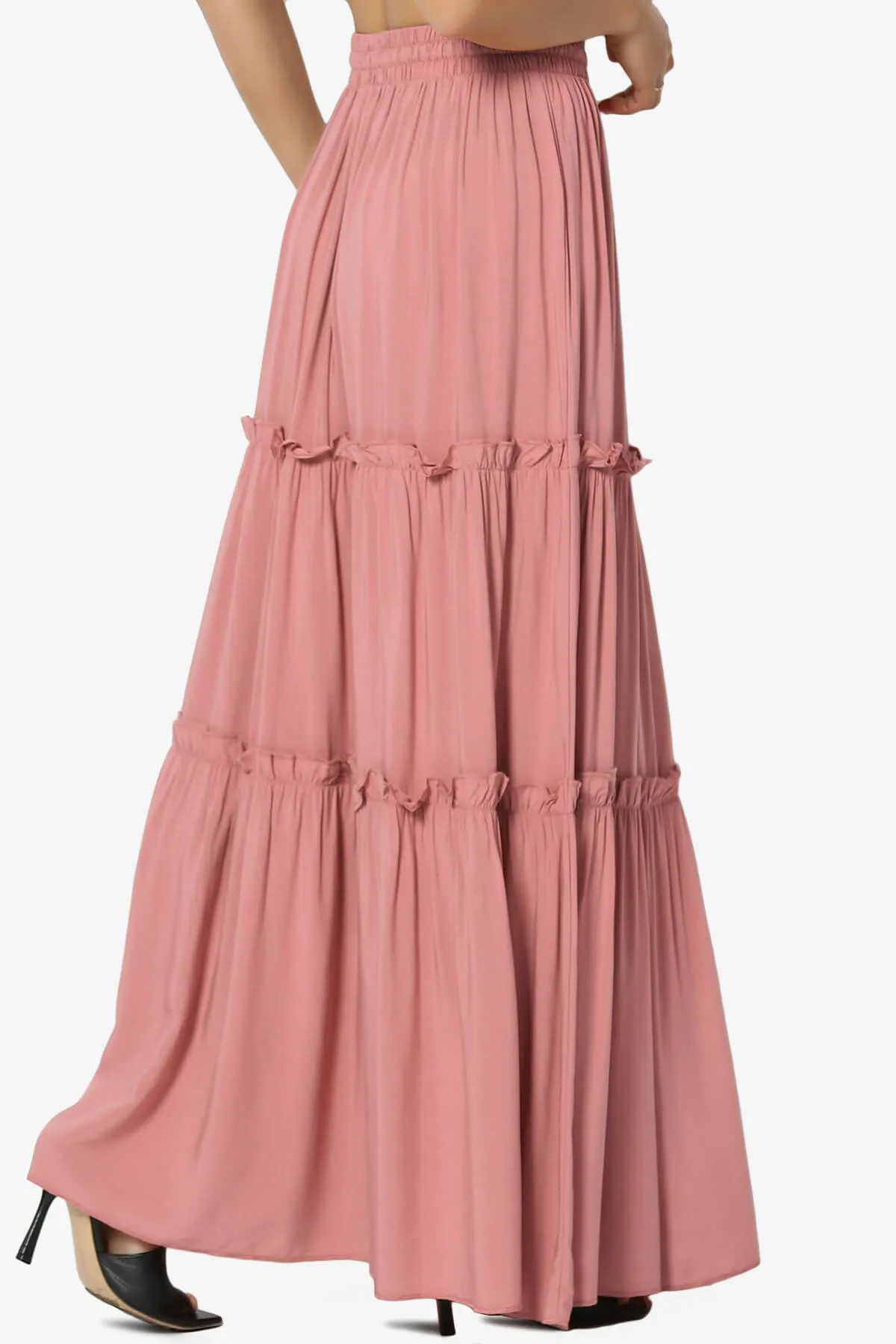 Kelton Ruffle Tiered Woven Maxi Skirt