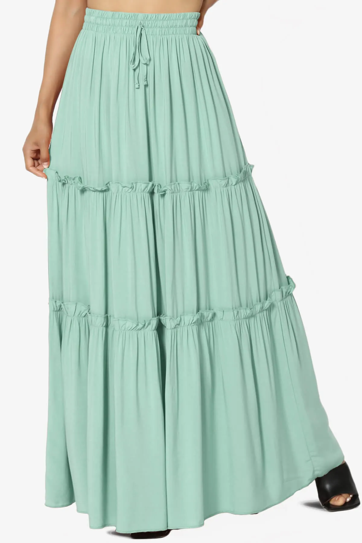 Kelton Ruffle Tiered Woven Maxi Skirt