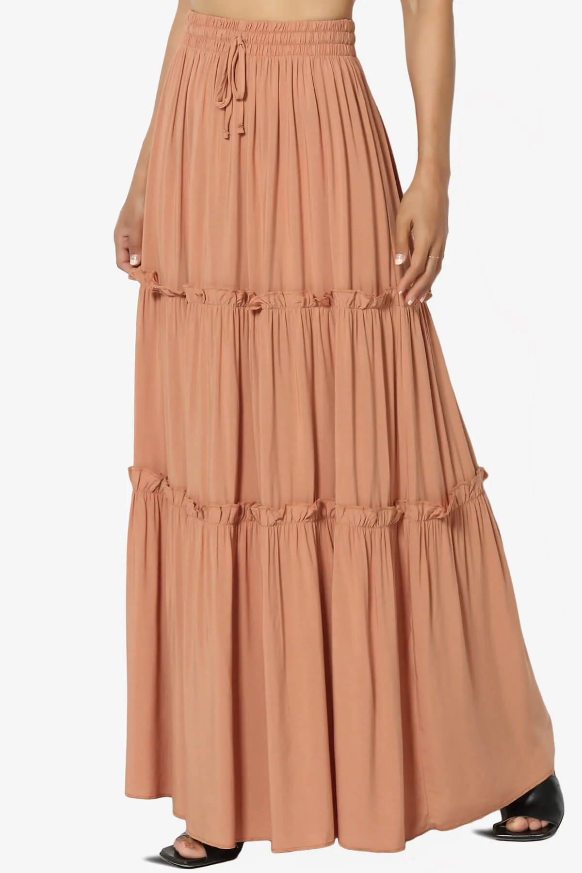 Kelton Ruffle Tiered Woven Maxi Skirt