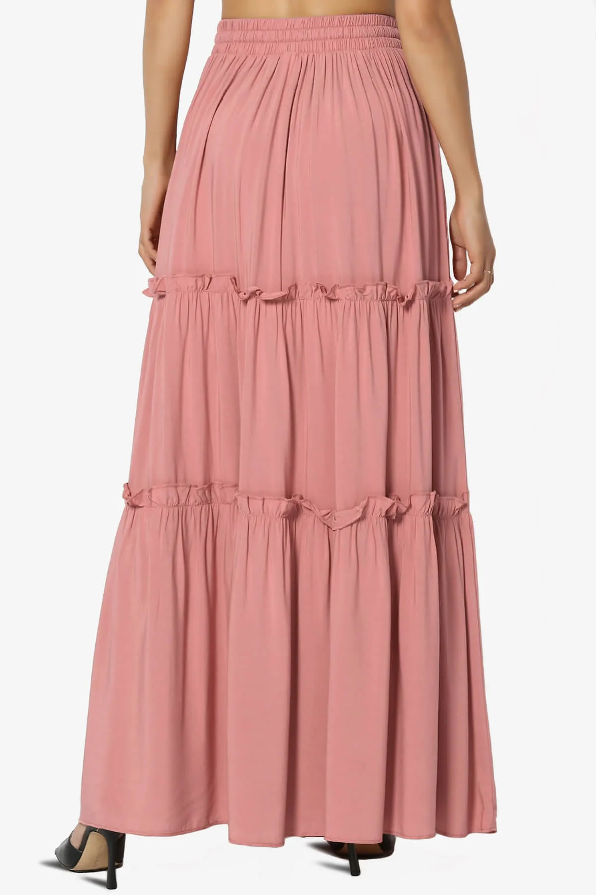 Kelton Ruffle Tiered Woven Maxi Skirt