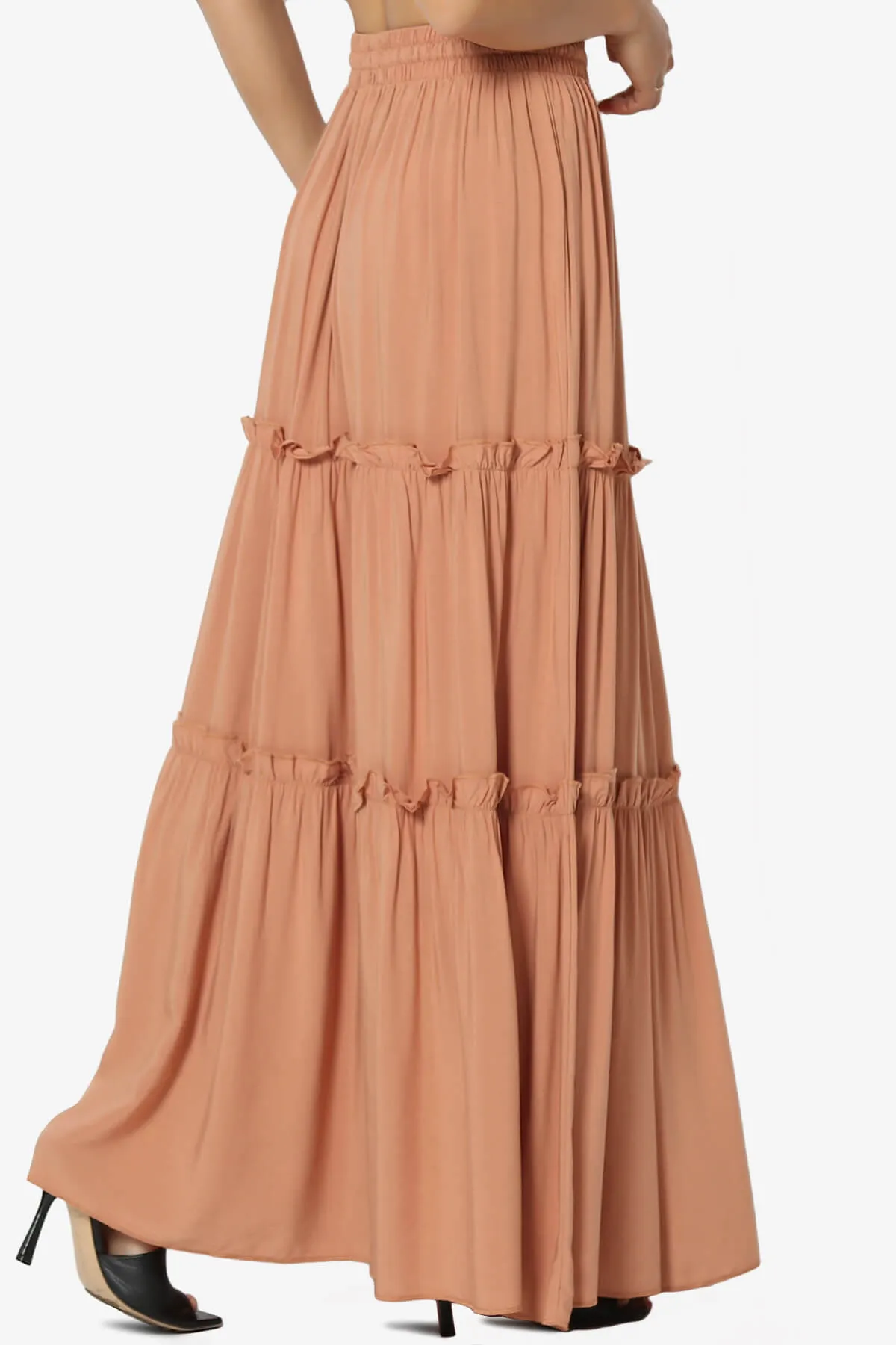 Kelton Ruffle Tiered Woven Maxi Skirt