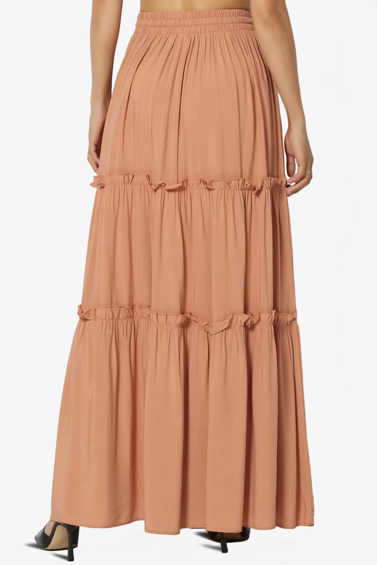 Kelton Ruffle Tiered Woven Maxi Skirt