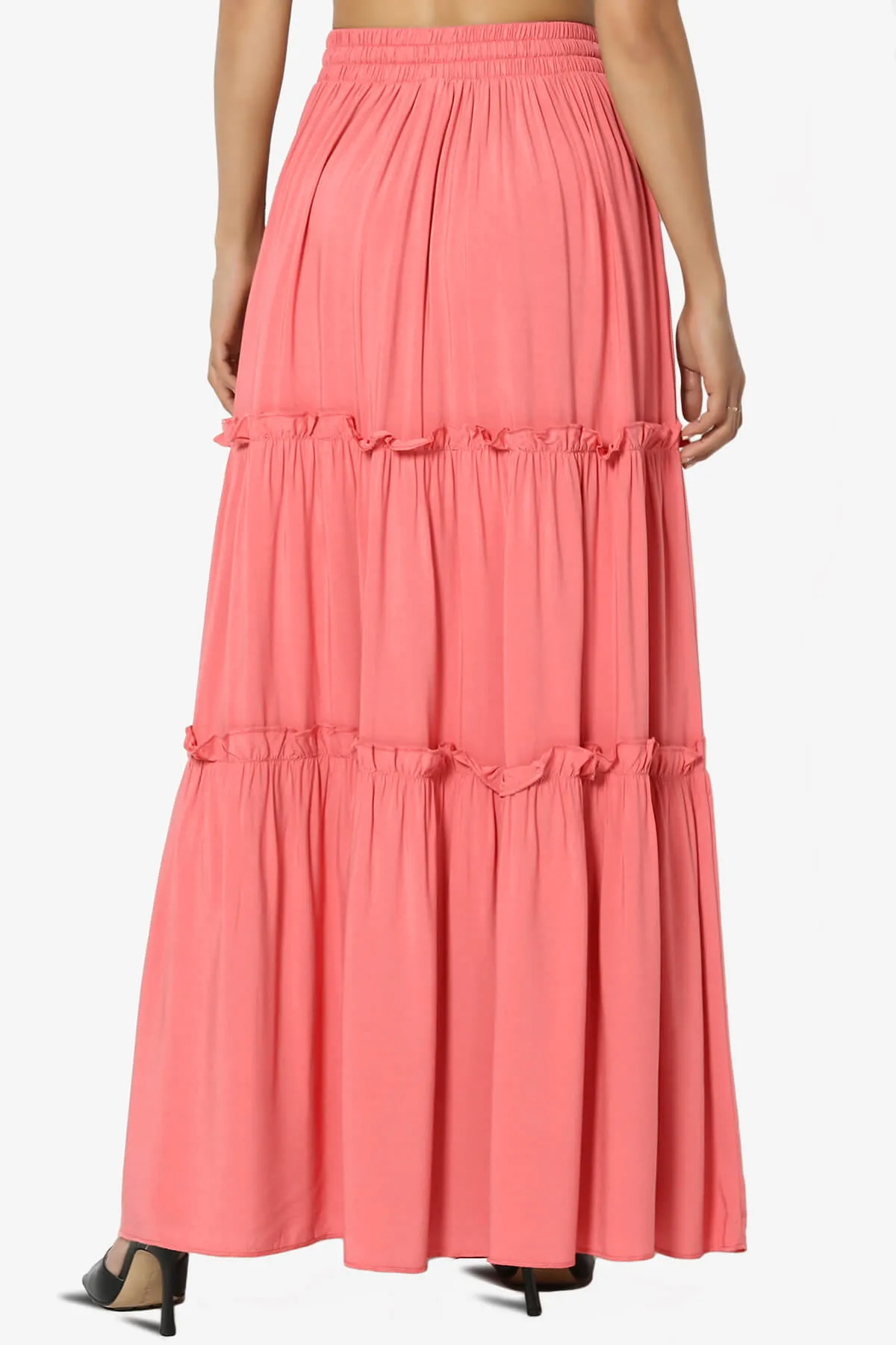Kelton Ruffle Tiered Woven Maxi Skirt