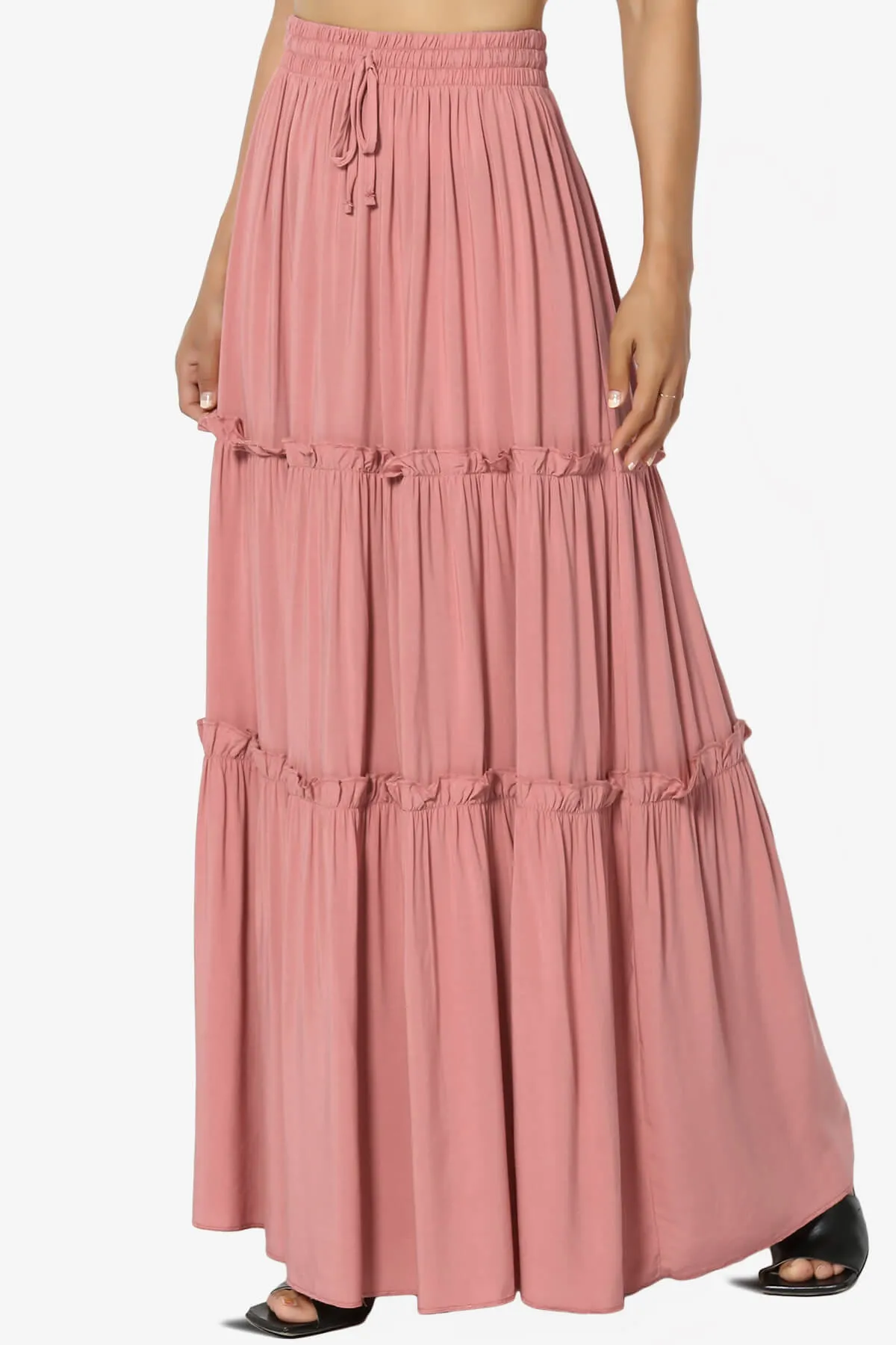 Kelton Ruffle Tiered Woven Maxi Skirt