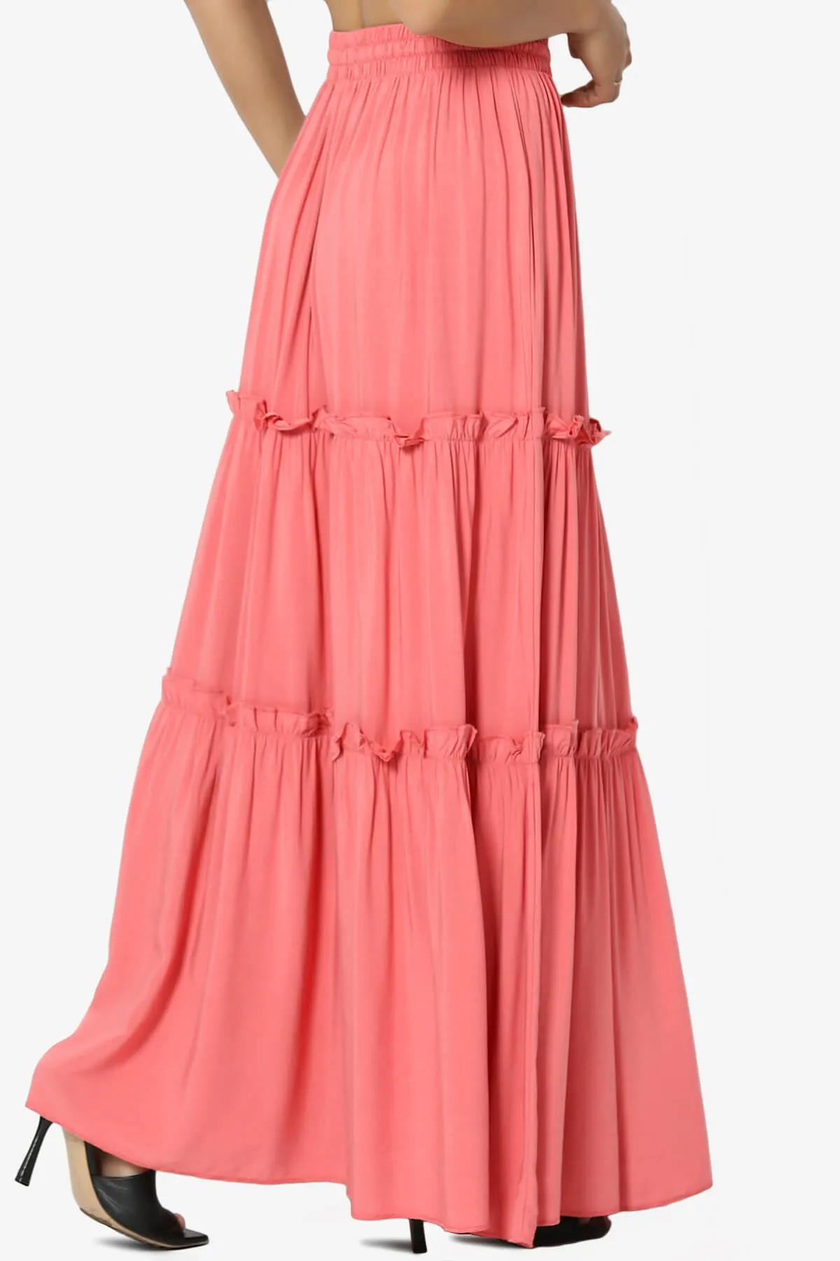 Kelton Ruffle Tiered Woven Maxi Skirt