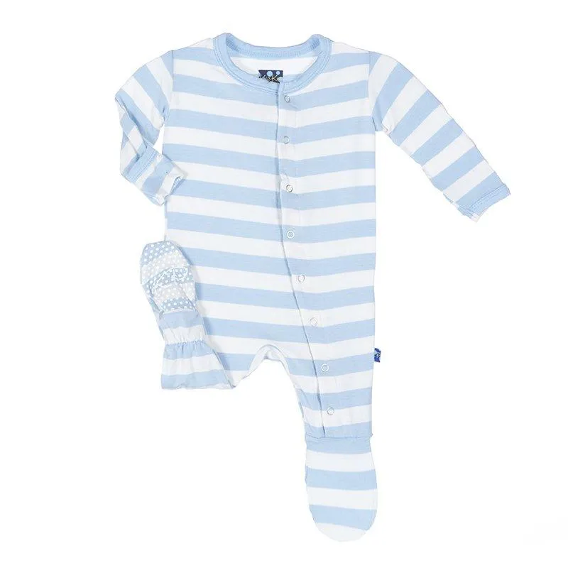 Kickee Pants Print Footie with Snaps in Pond Stripe (Preemie)