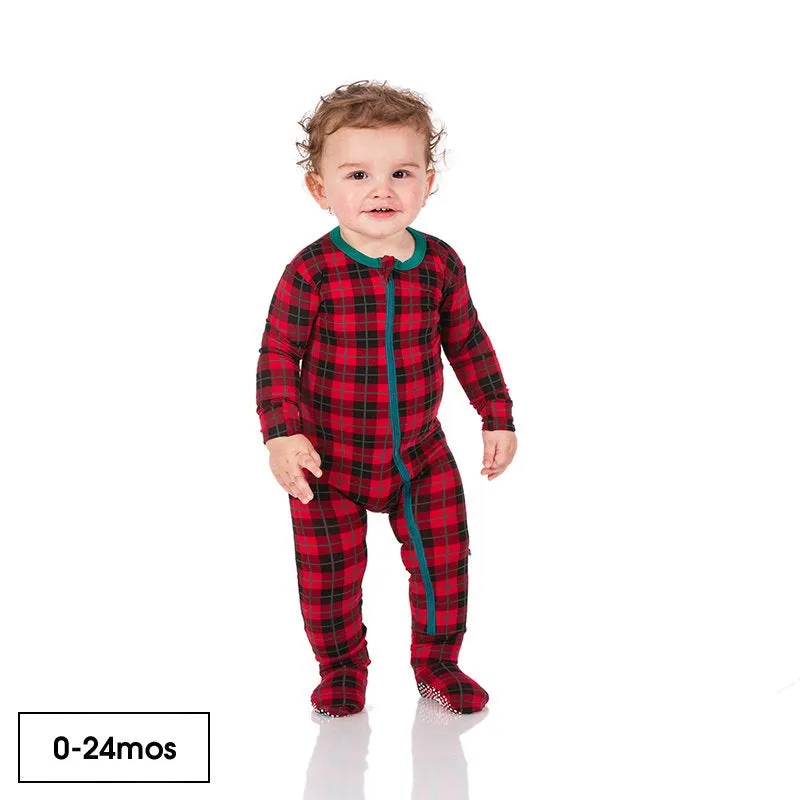 Kickee Pants Print Footie with Zipper - Anniversary Plaid