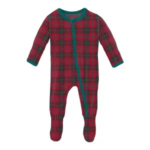 Kickee Pants Print Footie with Zipper - Anniversary Plaid