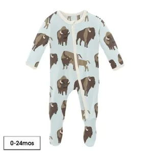 Kickee Pants Print Footie With Zipper - Fresh Air Bison