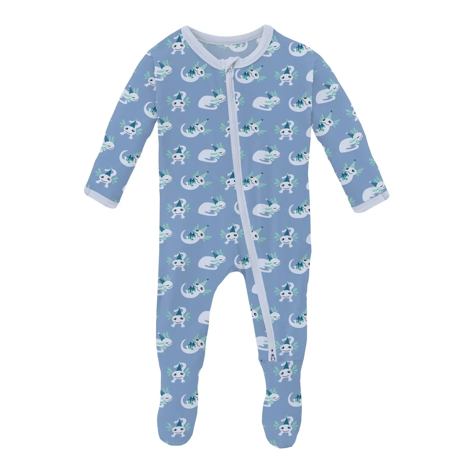 Kickee Pants Zipper Footie (Dream Blue Axolotl Party)