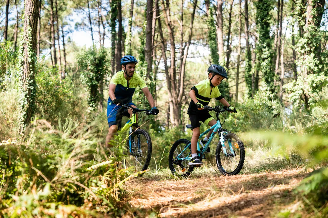 Kids' 20-inch, 6-speed, suspension fork mountain bike, yellow