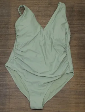 Kona Sol Plus V-Neck Over the Shoulder High Leg One Piece Swimsuit Green 18W