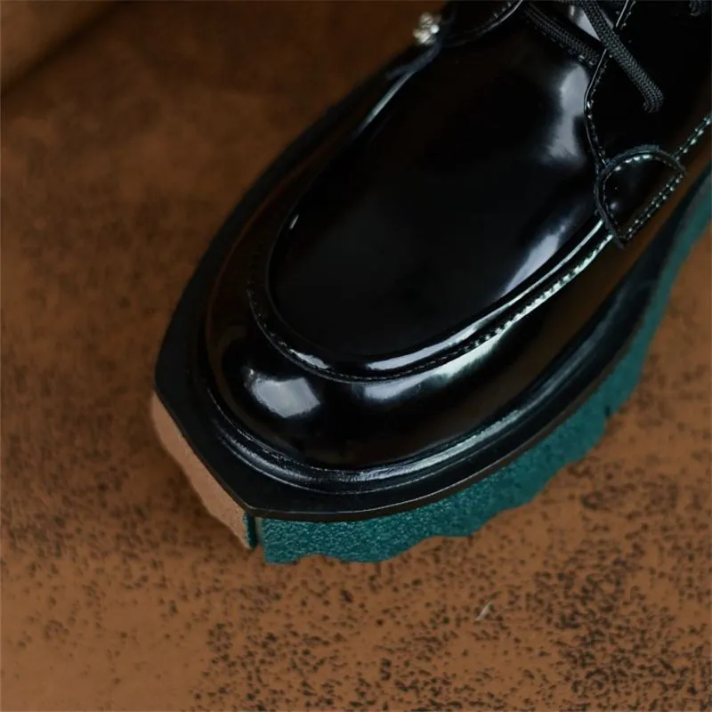 Lace Up Motorcycle Female Platform Mid Calf Boots