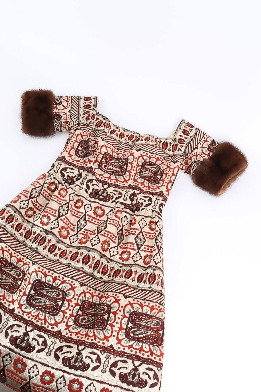 Lamé Brocade Bardot Gown
