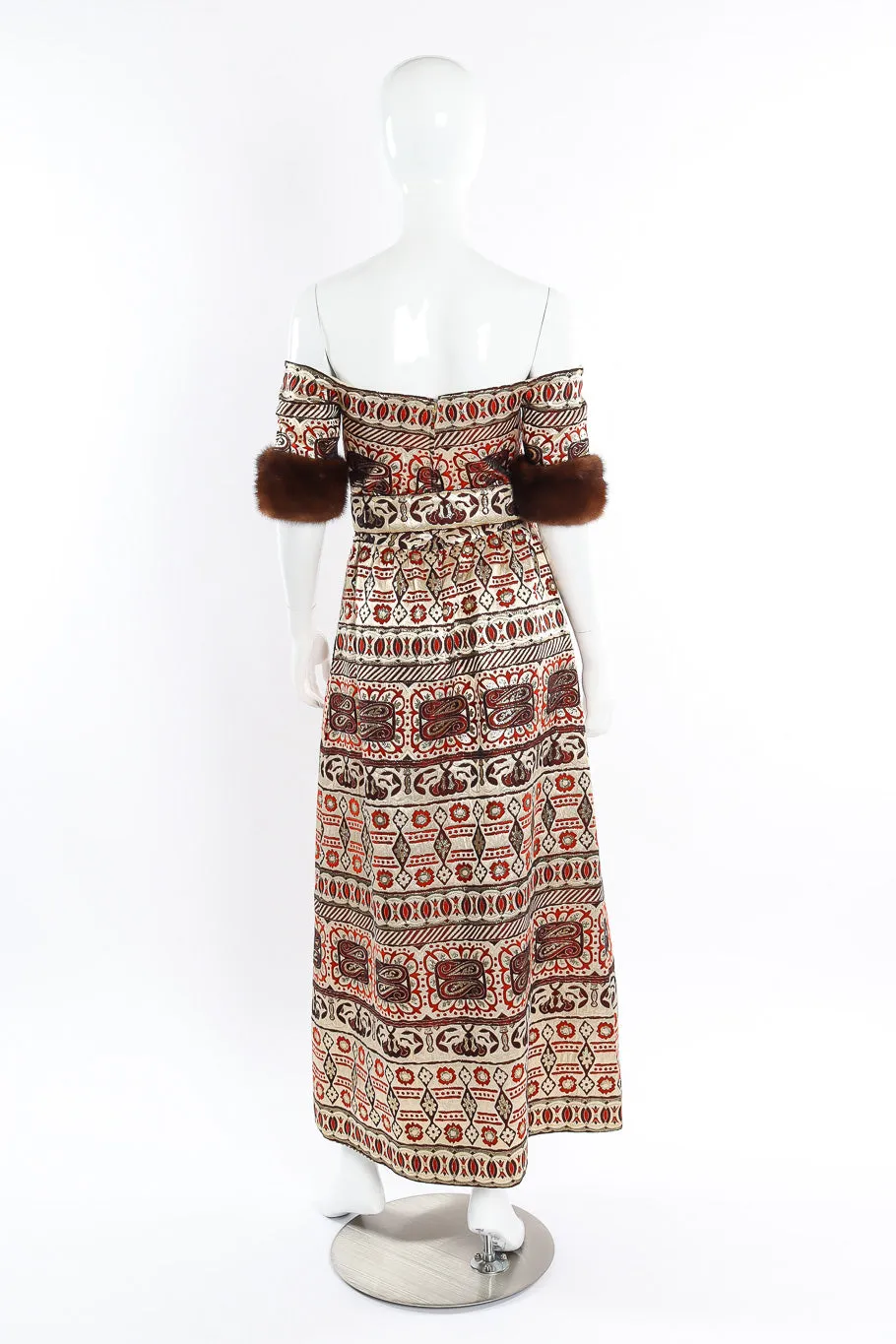 Lamé Brocade Bardot Gown