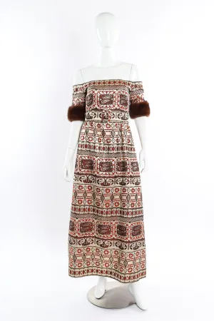 Lamé Brocade Bardot Gown