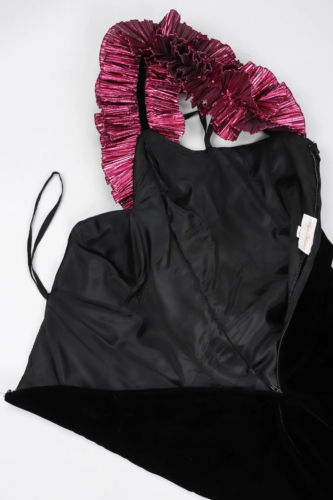 Lamé Ruffle Strap Gown