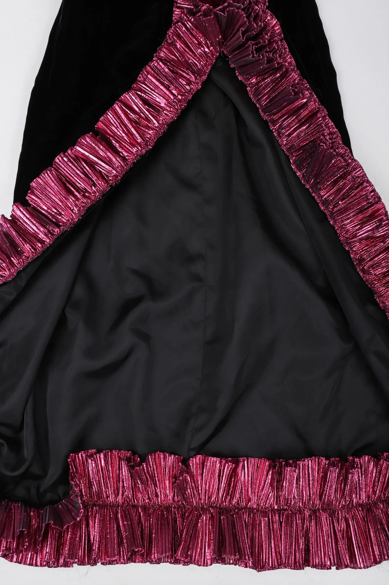 Lamé Ruffle Strap Gown