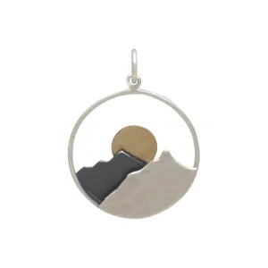 Large Mountain Range Pendant with Bronze Sun-3191