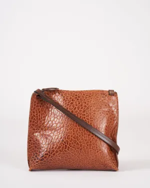 large strappy pouch - nutmeg pebbled sheepskin