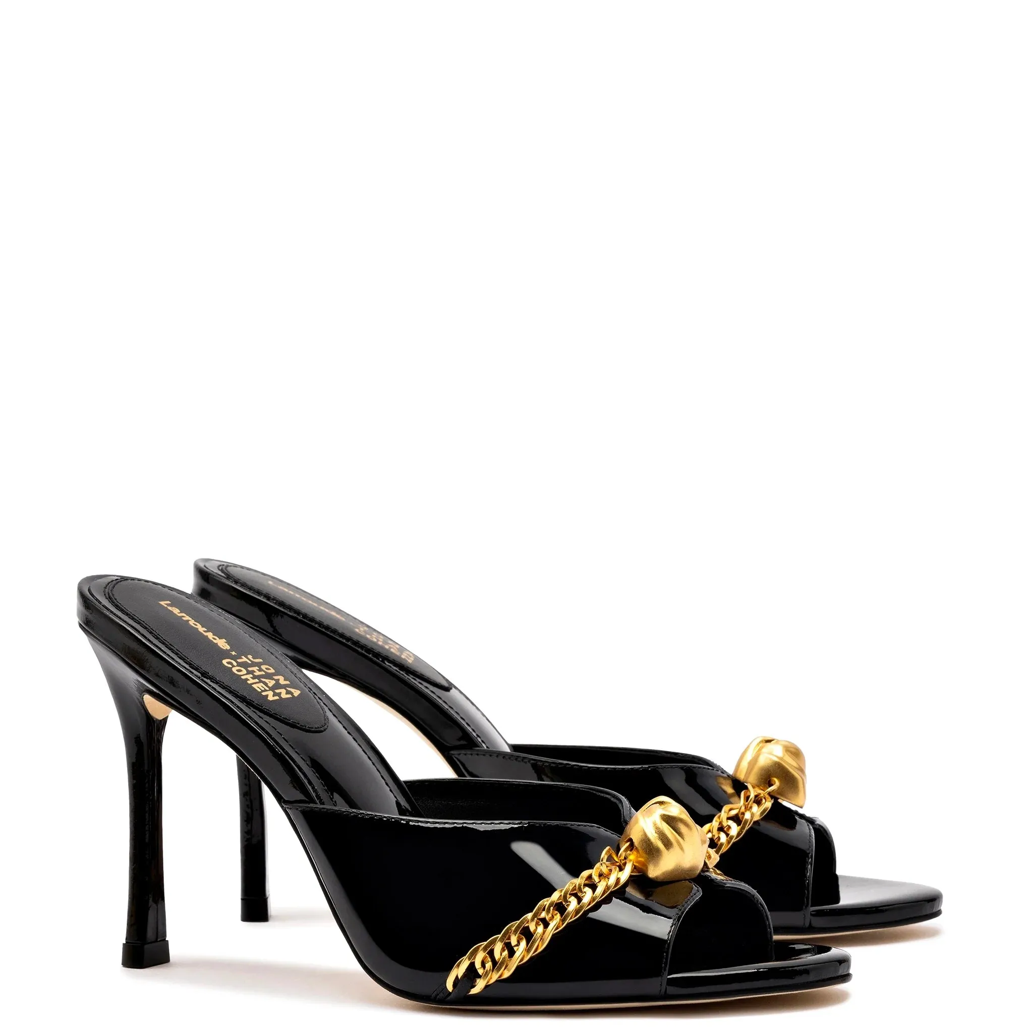 Larroude x Jonathan Cohen Mule In Black Patent Leather
