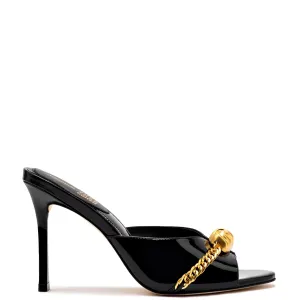 Larroude x Jonathan Cohen Mule In Black Patent Leather