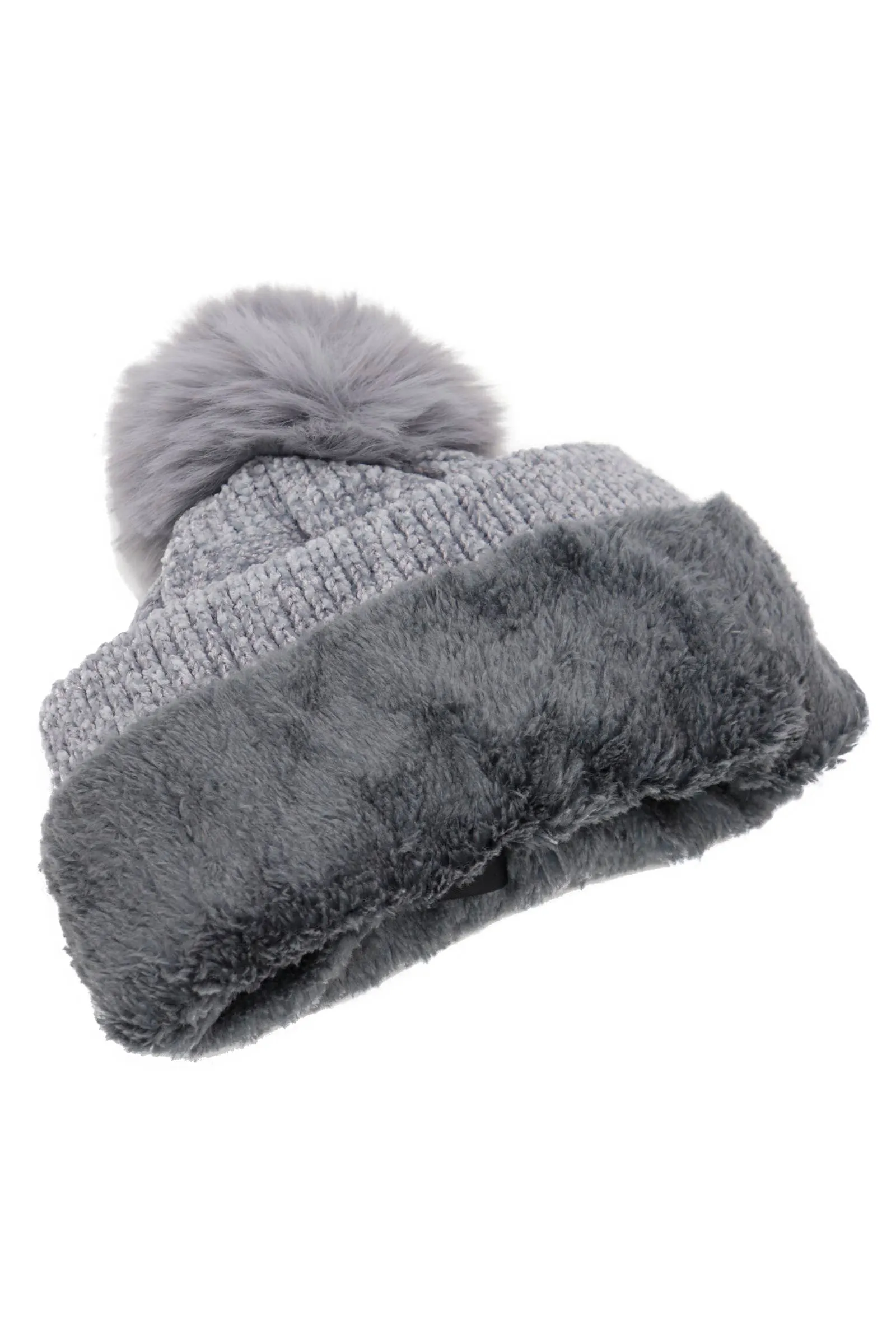 Leaf Knitted Velvety Chenille Fleece Lined Beanie