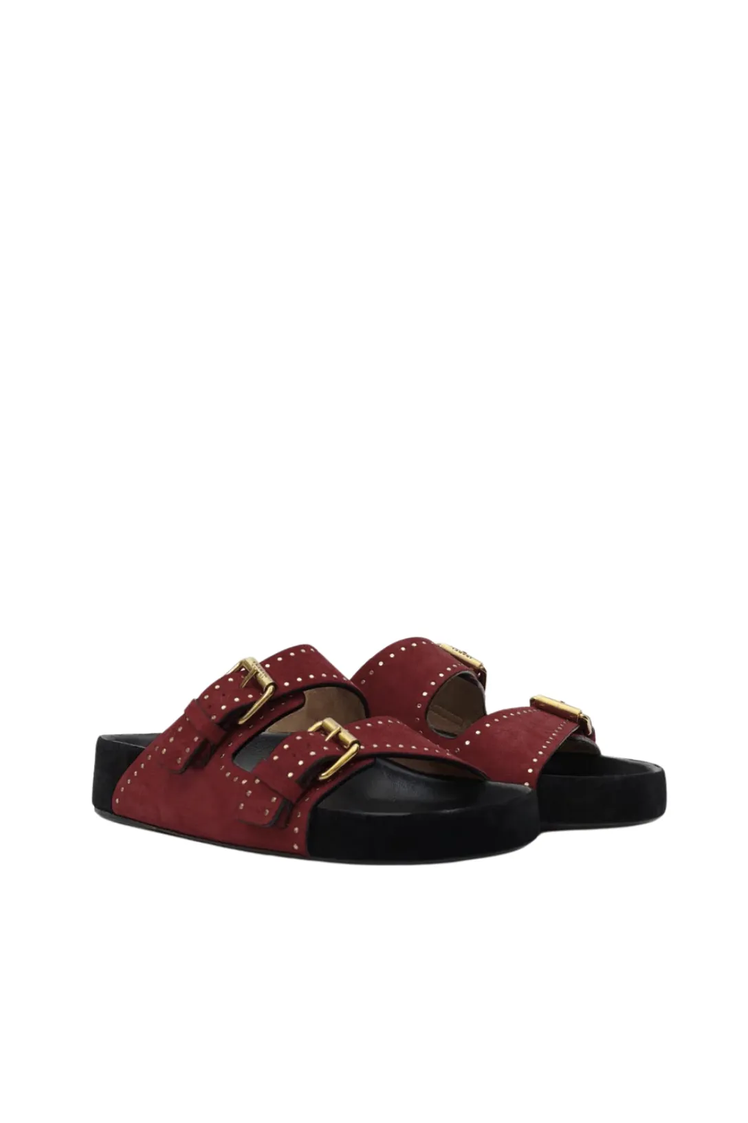 Lennyo Studded Suede Sandal | Burgundy