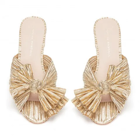 Loeffler Randall Emilia Gold Pleated Knot Sandal
