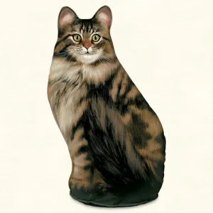 Long Hair Tabby Cat Screened Cotton Weighted Door Stop