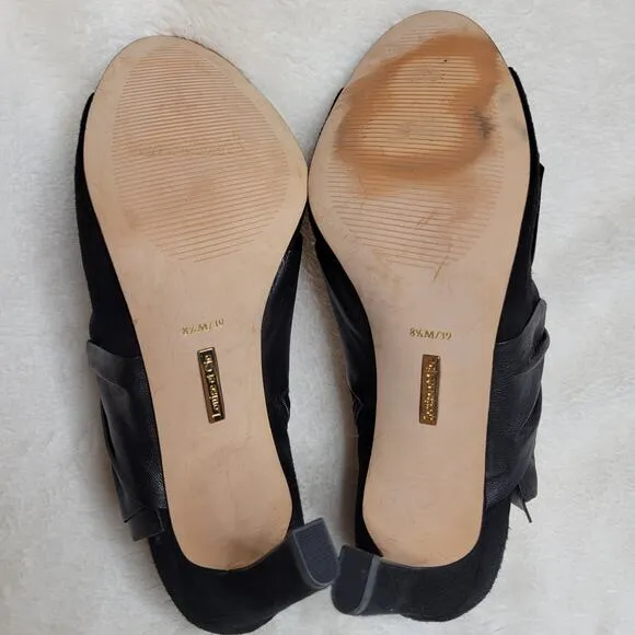 Louis et Cie Idola Suede Leather Bow Peep Toe High Heeled Gold Zip Bootie✨️8.5