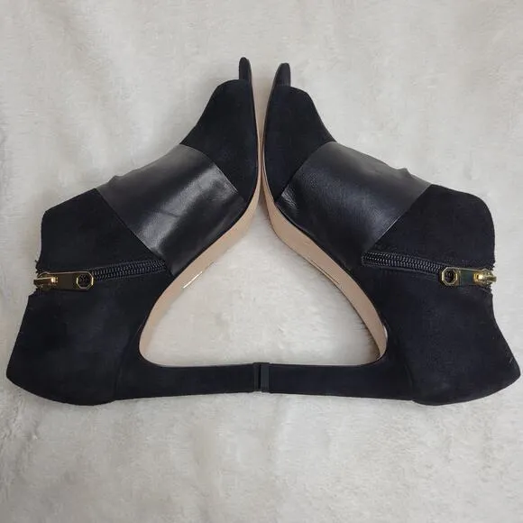 Louis et Cie Idola Suede Leather Bow Peep Toe High Heeled Gold Zip Bootie✨️8.5