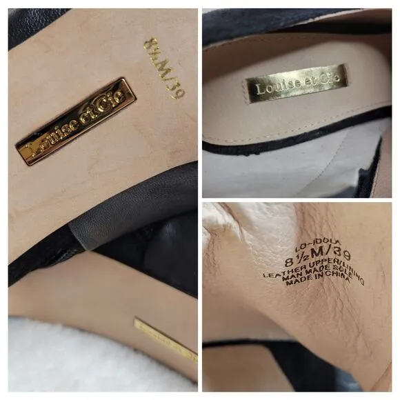 Louis et Cie Idola Suede Leather Bow Peep Toe High Heeled Gold Zip Bootie✨️8.5