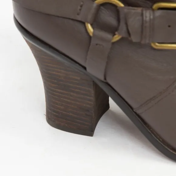 Lucky Brand unique harness boot neutral brown leather chunky heel Emily style 10