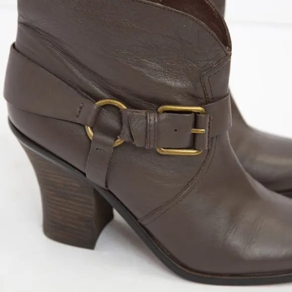 Lucky Brand unique harness boot neutral brown leather chunky heel Emily style 10