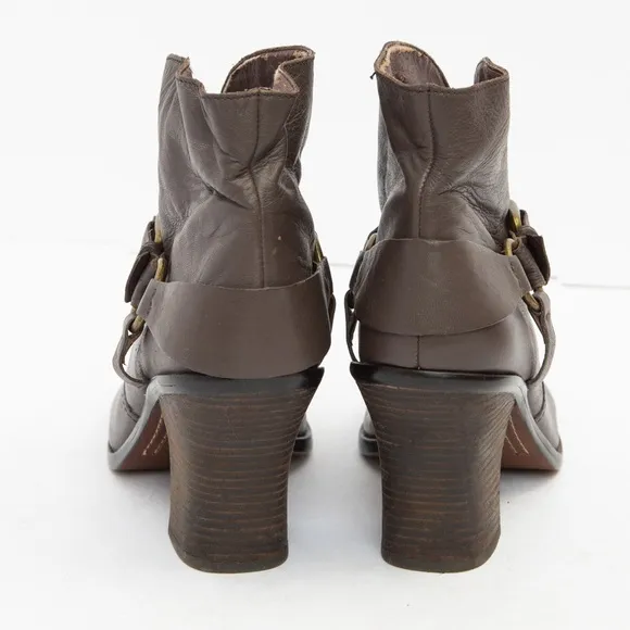 Lucky Brand unique harness boot neutral brown leather chunky heel Emily style 10