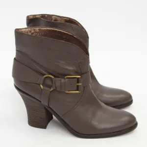 Lucky Brand unique harness boot neutral brown leather chunky heel Emily style 10