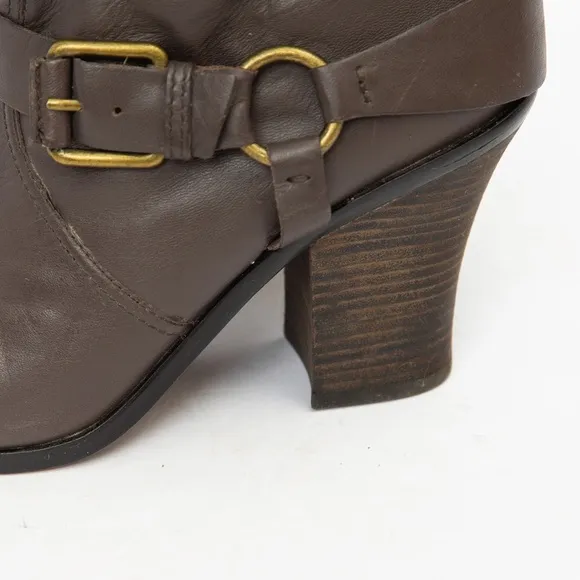 Lucky Brand unique harness boot neutral brown leather chunky heel Emily style 10